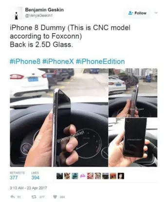  ?? (photograph­y, Venya Geskin) ?? According to photos of the alleged dummy, the iPhone 8’s main difference from the previous model is the camera
