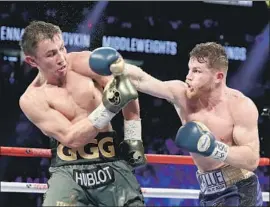  ?? John Locher Associated Press ?? AFTER MUCH verbal sparring, Gennady Golovkin, left, and Canelo Alvarez have agreed to a rematch after fighting to a draw last year.