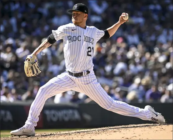  ?? AARON ONTIVEROZ — THE DENVER POST ?? Colorado left- hander Kyle Freeland has yet to recapture the magic that led to him finishing fourth in NL Cy Young voting during the 2018 season. Now that his fastball has lost velocity, he’s had to become a craftier pitcher.