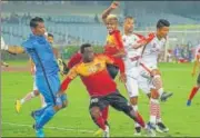  ?? AIFF ?? Action during the East Bengal vs Neroca game on Thursday.