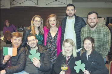  ?? (Pic: John Ahern) ?? Out for a good time at The Fogues concert last Saturday night, seated, l-r: James Creagh, Seamus McCarthy, Clara Lynch and Clodagh Bradshaw; Back, l-r: Karen Dingivan, Annette Walsh, Padraig Walsh and Diarmuid Hallahan.