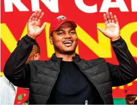  ?? ?? EFF Students Command president Sihle Lonzi says for as long as Julius Malema has a contributi­on to make he will remain in charge