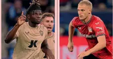  ?? GETTY ?? Toure e Bakker
A sinistra El Bilal Toure, 21 anni, attaccante dell’Almeria. A destra Mitchel Bakker, 23 anni, esterno sinistro del Bayer Leverkusen