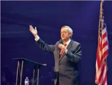  ?? STAFF PHOTO/WYATT MASSEY ?? Robert Jeffress speaks at Abba’s House in Hixson on Sunday about “America’s Coming Implosion.”