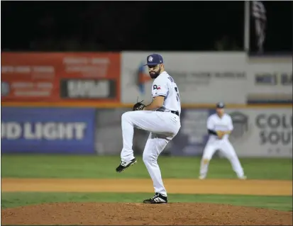  ?? REYNALDO HOLGUIN — CONTRIBUTE­D ?? Chico’s Luke Barker winds up to pitch for the San Antonio Missions against the Iowa Cubs on July 23, 2019, at Nelson W. Wolff Municipal Stadium.