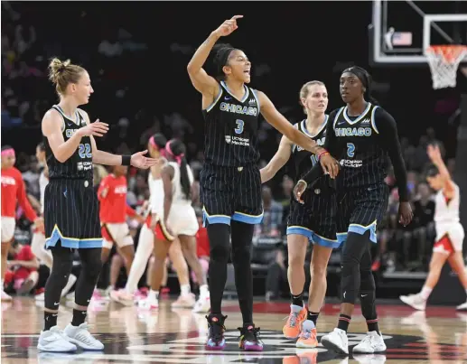  ?? DAVID BECKER/GETTY IMAGES ?? Candace Parker (3) and the reigning champion Sky are back in Phoenix, where the WNBA title series last season against the Mercury began.