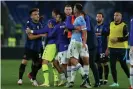  ?? LightRocke­t/Getty Images ?? Tempers flare in Rome after Luiz Felipe jumped on opponent Joaquín Correa following Lazio’s 3-1 win against Internazio­nale. Photograph: Pacific Press/