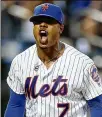  ?? GETTY IMAGES ?? Marcus Stroman (reacting to a strikeout) joined the Mets in July and has given them another potent pitcher.