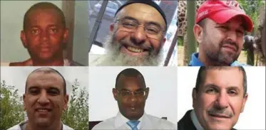  ?? NEWS SERVICES ?? Clockwise from top left, Ibrahima Barry, Azzeddine Soufiane, Aboubaker Thabti, Khaled Belkacemi, Mamadou Tanou Barry and Abdelkrim Hassane were the six victims of Sunday night’s mosque shooting in Quebec City.