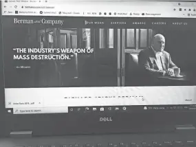  ?? SCREEN SHOT OF BERMANCO.COM ?? A laptop shows the web site for Richard Berman and Company, the public relations group that manages the Center for Union Facts.