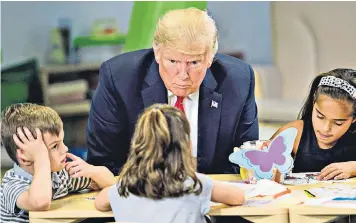  ??  ?? President Donald Trump chats to children during a tour of Nationwide Children’s Hospital in Columbus, Ohio, last week