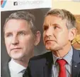  ?? Foto: Michael Hochgemuth ?? Björn Höcke sprach vor 200 Zuschauern in Kissing.