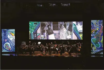  ?? Photos by Kristen Loken ?? Soprano Julia Bullock presented “History’s Persistent Voice,” a program featuring works by five Black composers and video projection­s, at the San Francisco Symphony on Tuesday, May 17.