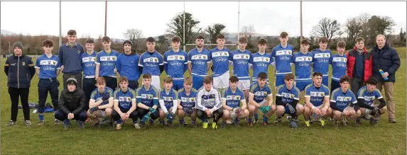  ??  ?? The Coláiste Bhríde Carnew football team that defeated Coláiste Chill Mhantáin to progress to the ‘A’ final against either St Kevin’s or Avondale CC.