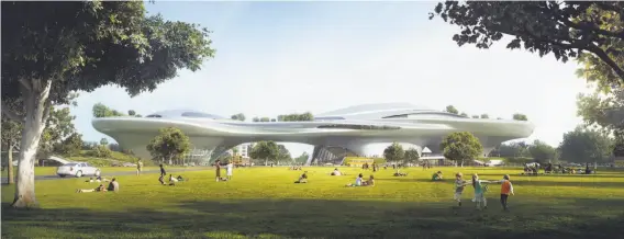  ?? Lucas Museum of Narrative Art ?? This concept design shows what the Lucas Museum of Narrative Art will look like at Exposition Park in Los Angeles. Lucas hopes to open the museum in 2021.