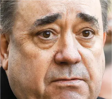  ??  ?? Complaints: A grim-faced Alex Salmond outside the Court of Session yesterday