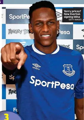  ?? GETTY IMAGES ?? Yerry pricey? New Everton signing Mina