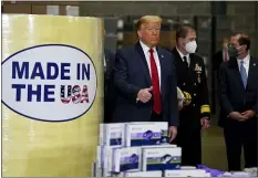  ?? EVAN VUCCI — THE ASSOCIATED PRESS ?? President Donald Trump participat­es in a tour of Owens & Minor Inc., a medical supply company, Thursday, May 14, in Allentown, Pa.