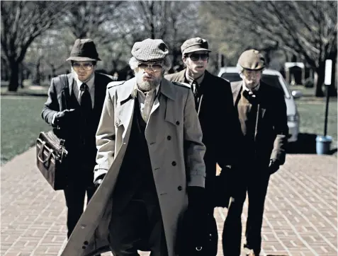 ??  ?? Old tricks: in disguise as book-loving pensioners, Evan Peters, Barry Keoghan, Blake Jenner and Jared Abrahamson in American Animals