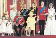  ??  ?? Formal day: the royal family following Prince William and Kate’s wedding