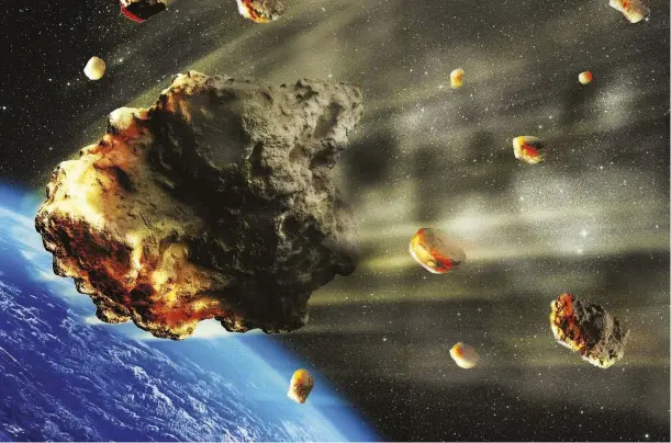  ??  ?? ABOVE Smaller asteroids aren’t a threat, as they’ll burn up in our atmosphere