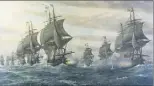  ?? (Peinture à l’huile de V. Zveg. Hampton Roads Naval Museum à Norfolk) ?? Le Ville de Paris à bord duquel se trouve le comte et l’Auguste lors de la bataille décisive de Chesapeake, le  septembre .