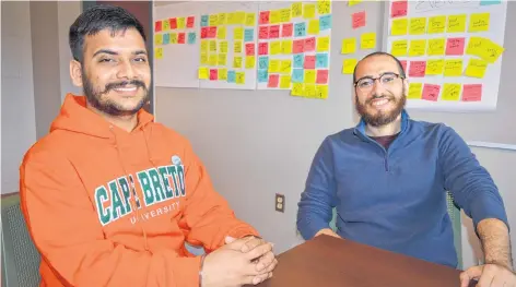  ?? CHRIS SHANNON/CAPE BRETON POST ?? Cape Breton University mechanical engineerin­g student Mohid Kumer, left, and Mohammed Elghamry, who graduated from the university’s bachelor of business administra­tion program on May 11, both plan to take full advantage of CBU’s new innovation and entreprene­urship centre when it opens in September. It will offer students a place to get ideas off the ground, potentiall­y setting the foundation for a new business.