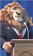  ??  ?? The animal metropolis of
Zootopia is run by his honor Mayor Lionheart (voiced by J.K. Simmons.)