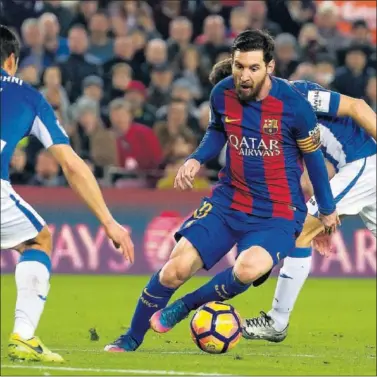  ??  ?? EN FORMA. Messi viene de hacer dos goles contra el Leganés.