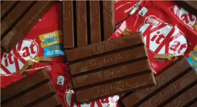  ?? (Hannah McKay/Reuters) ?? KITKAT BARS, manufactur­ed by Nestle.