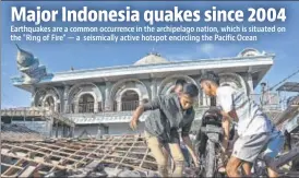  ?? REUTERS ?? People recover a motorcycle from a damaged home in Gunungsari, West Lombok. PHILIPPINE­S magnitude