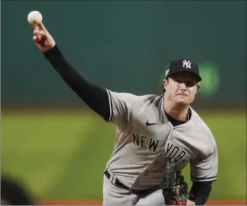  ?? SUE OGROCKI – THE ASSOCIATED PRESS ?? Gerrit Cole allowed two runs and struck out eight over seven innings to lift the Yankees over the Guardians on Sunday.