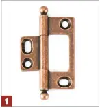  ??  ?? 1 The elongated mounting holes in this non-mortised hinge give some adjustabil­ity after installati­on.