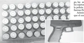 ??  ?? Un arsenal de cartuchos útiles les fue decomisada a las 3 personas cuando circulaban en una camioneta Nissan por la avenida “Boquerón del Palmar”.