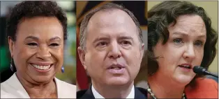  ?? STAFF FILE PHOTOS AND AP ?? From left, Barbara Lee, Adam Schiff and Katie Porter are all in the race to succeed Dianne Feinstein in the U.S. Senate.