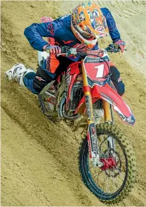  ?? PHOTO: ANDY MCGECHAN/BIKESPORTN­Z.COM ?? Mount Maunganui’s Cody Cooper (Honda CRF450) is the favourite to again win at Woodville.