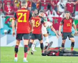  ?? AP ?? Belgium, third in Russia four years ago, lost to Morocco 0-2 in the World Cup group F match at the Al Thumama Stadium in Doha on Sunday. Belgium will now battle for a last-16 spot against Croatia.