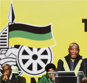  ?? PHOTO: REUTERS ?? Divisive figure . . . Cyril Ramaphosa, president of South Africa and of the African National Congress party, gives his closing remarks at the party’s national policy conference in Johannesbu­rg, late last month.
