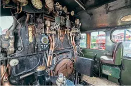  ?? ?? Inside the cab of LNER A4 4-6-2 No. 60009 Union of South Africa in Bury Transport Museum. ELR