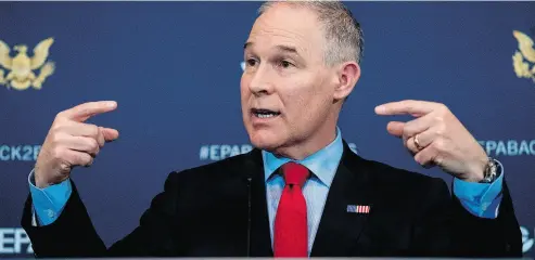  ?? ANDREW HARNIK / THE ASSOCIATED PRESS FILES ?? U.S. EPA head Scott Pruitt said he may target a federal waiver that allows California to set its emission standards.