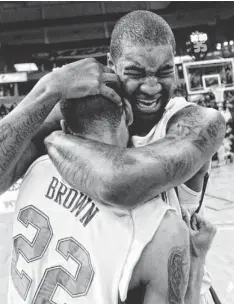  ?? MARK DOLEJS, USA TODAY SPORTS ?? Kyle O’Quinn, celebratin­g with Kris Brown last year after a win vs. Bethune-Cookman, lifted Norfolk State past Missouri.