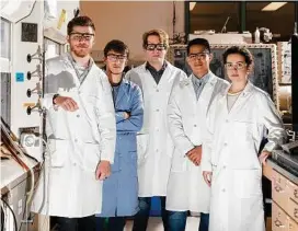  ??  ?? University of Illinois Urbana-Champaign scientists, from left, Evan Lloyd, Oleg Davydovich, Adam Feinberg, Edgar Mejia and Sydney Butikofer, in Urbana, Ill.