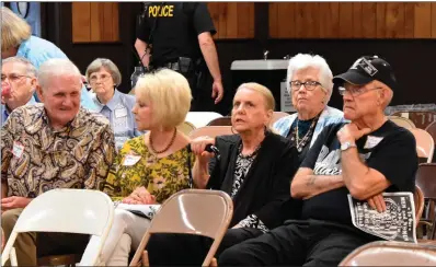  ?? GINGER ENGLISH/SPECIAL to The Saline Courier ?? Sam and Suzanne Talkington, of Shreveport, Louisiana, join their longtime friends Linda and Ross Reeves at the 38th annual Bauxite Reunion held May 25. Seated behind the group is Bartha Wise, who also grew up in Bauxite.