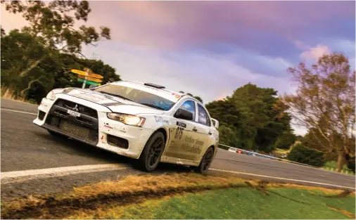  ??  ?? Top: Second overall in a car virtually identical to that of Hopper and Goudie were Chris West and Andrew Simms (No. 975 Mitsubishi Evo X) Above: Winning a stage outright was a highlight for expat Robert Darrington and co-driver Dave Abetz in their No....