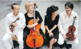  ??  ?? Terence Tam, violin; Laura Backstrom, cello; Lorraine Min, piano; and Kenji Fuse, viola of Muse Ensemble.