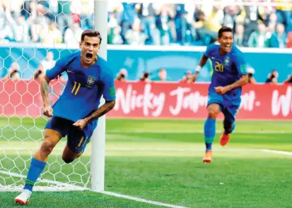  ?? FOTO ?? Philippe Coutinho fue designado por la Fifa como el jugador del partido. El integrante del Barcelona, a sus 27 años, marca el primer gol en un Mundial.