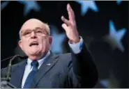  ?? THE ASSOCIATED PRESS ?? Rudy Giuliani, an attorney for President Donald Trump, speaks at the Iran Freedom Convention for Human Rights and democracy at the Grand Hyatt Saturday in Washington.