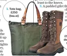  ??  ?? 1. Tote bag, £250 (toa.st) 2. Boots, £179.95 (out doorandcou­n try.co.uk)