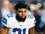  ?? ASSOCIATED PRESS ?? THIS IS AN AUG. 3 file photo showing Dallas Cowboys running back Ezekiel Elliott on the field prior to the Pro Football Hall of Fame NFL preseason game in Canton, Ohio.