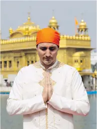  ?? SEAN KILPATRICK / THE CANADIAN PRESS FILES ?? Prime Minister Justin Trudeau visits the Golden Temple in Amritsar, India, in February last year.